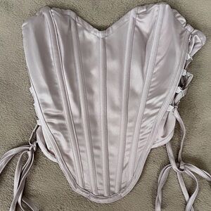 PrettyLittleThing Satin Corset Top - Cream